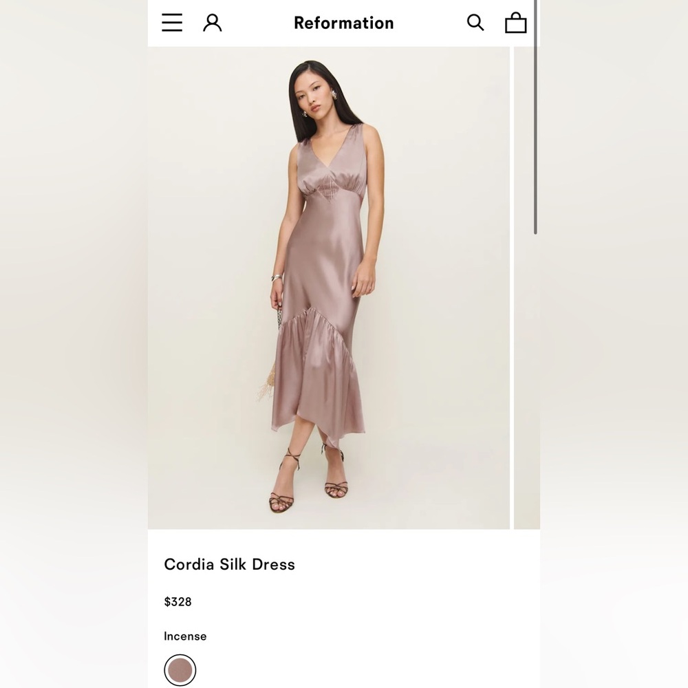Reformation Cordia 100% Silk Dress